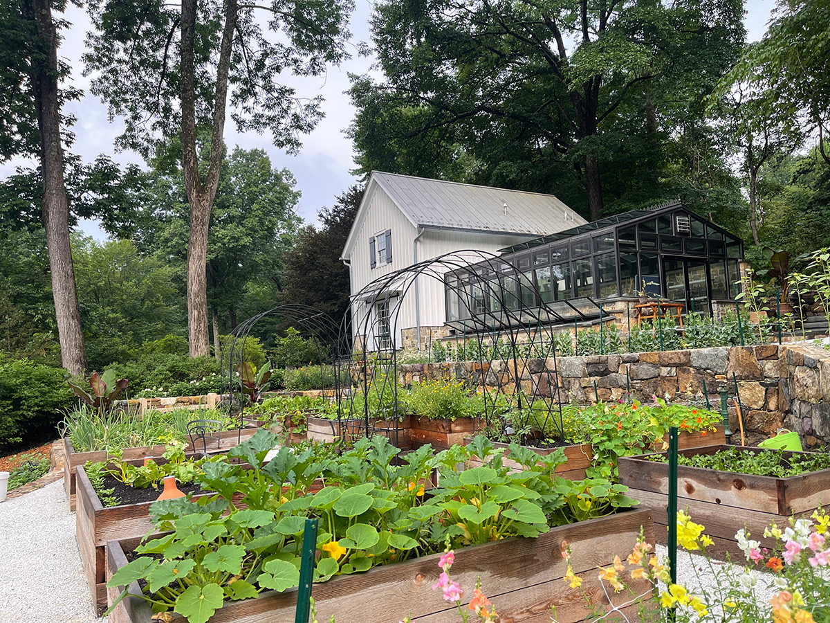 Edible garden growing in Hügelkultur raised beds at Maranatha Farm